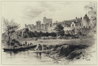 Windsor Kasteel vanaf de Berkshire Oever door Herbert (after) Railton