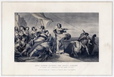 Koning Alfred die de Angelsaksen aanspoort om de invasie van de Denen af te weren, 896, ca. 1847 door Herbert Bourne