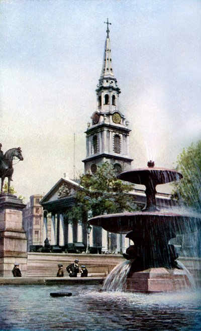 Kerk van St Martin-in-the-Fields, Trafalgar Square, Londen, ca. 1930s door Herbert Felton