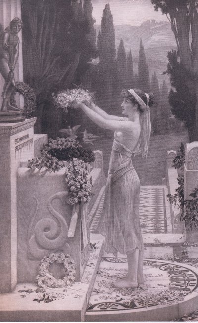 Haar eerste offer, uit Bibbys Annual, 1916-1917 door Herbert Gustave Schmalz