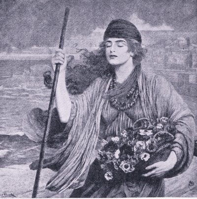 Nydia het blinde meisje van Pompeii, illustratie uit De Wereldbibliotheek van Beste Boeken, ca. 1940 door Herbert Gustave Schmalz