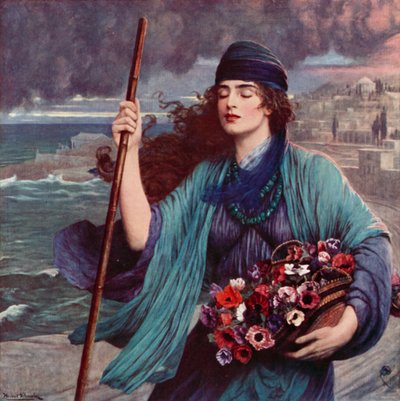 Nydia, het blinde meisje van Pompeii door Herbert Gustave after Schmalz