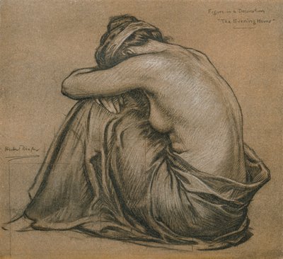 Studie voor een decoratie, De avonduren, c1916 door Herbert James Draper