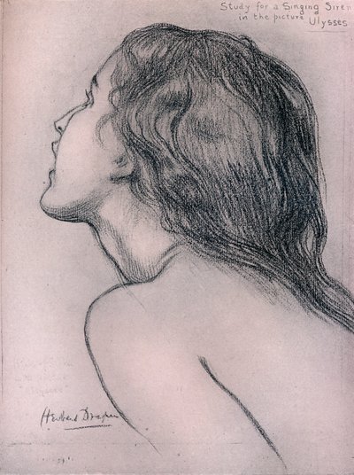 Studie voor een zingende sirene, c1909 door Herbert James Draper