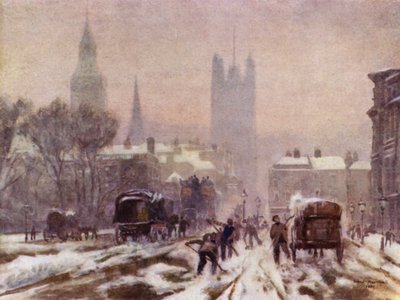Een besneeuwde ochtend, Whitehall door Herbert Menzies (after) Marshall