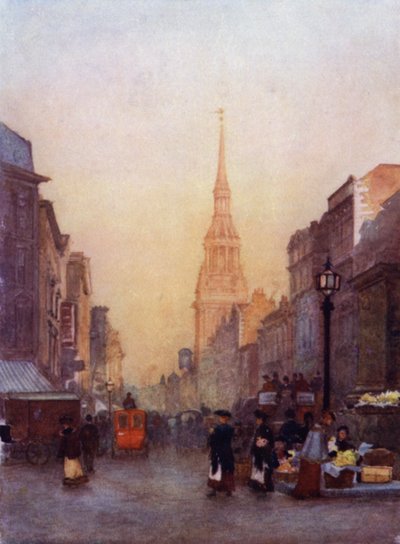 Cheapside, Bow Church in de verte door Herbert Menzies (after) Marshall
