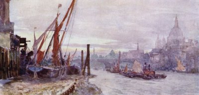 De oever bij Southwark door Herbert Menzies (after) Marshall