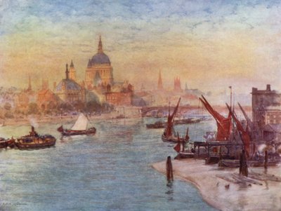 Uitzicht vanaf Waterloo Bridge door Herbert Menzies (after) Marshall