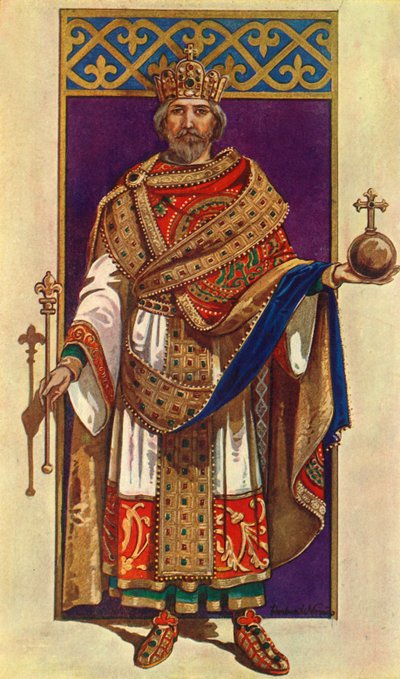 De Keizer Karel de Grote in Volledige Staatskleding A.D. 800, 1924 door Herbert Norris