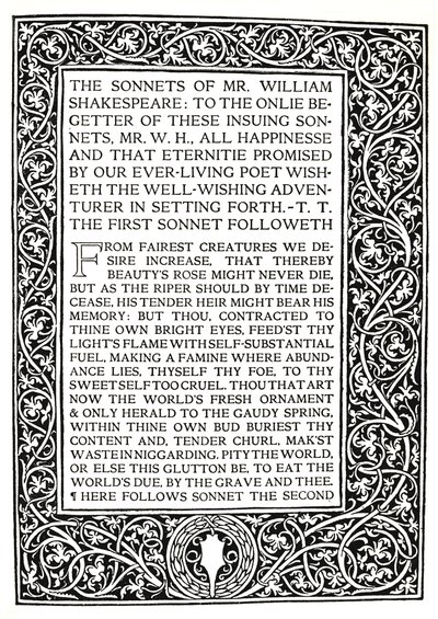 Riccardi Press: Pagina uit Sonnetten van Shakespeare, c.1914 door Herbert Percy Horne