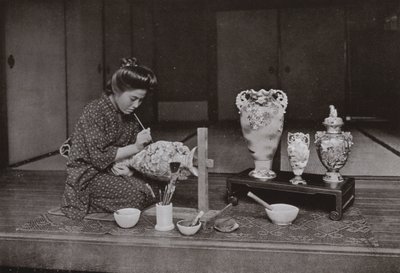 Een pottenbakker (zwart-wit foto) door Herbert Ponting