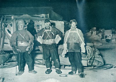 Bowers, Wilson en Cherry-Garrard op het punt om te vertrekken naar Café Crozier, 27 juni 1911, 1913 door Herbert Ponting