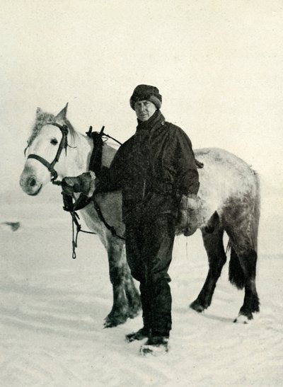 Dr. Wilson en pony Nobby, ca. 1911, 1913 door Herbert Ponting
