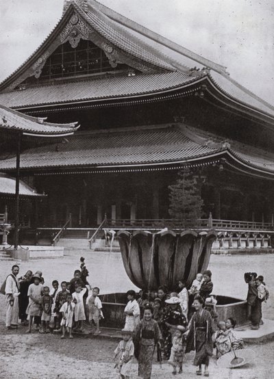 Higashi Hongwanji-tempel, Kyoto (zw/w foto) door Herbert Ponting