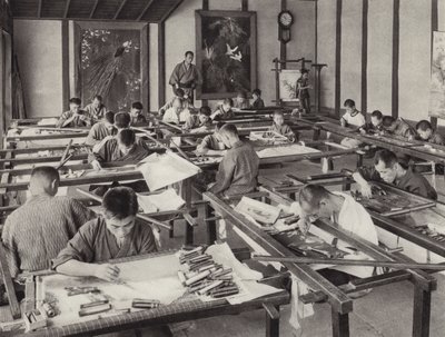 Japan in de jaren 1920: Borduurschool in Kyoto door Herbert Ponting