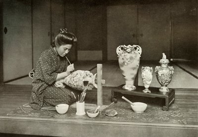 Potten schilderen voor export, 1910 door Herbert Ponting