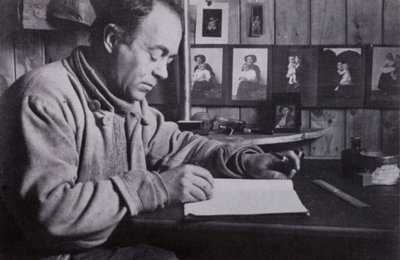 Scott schreef en plande en berekende aan zijn kleine tafel door Herbert Ponting