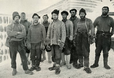 De Depôt Laying en Western Parties bij hun terugkeer naar Cape Evans, 13 april 1911, 1913 door Herbert Ponting