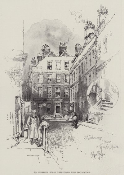 Het huis van Dr. Johnson, bedreigd met vernietiging door Herbert Railton