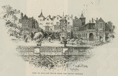Gezicht op Holland House vanaf het zuidelijke terras door Herbert Railton