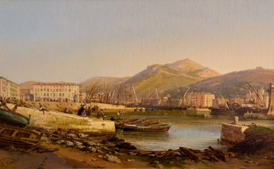 De haven van Nice, omstreeks 1860 (Olieverf op doek) door Hercule Trachel