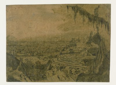 Verre uitzicht met een weg en mosrijke takken door Hercules Segers