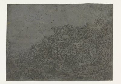 Rotsachtig landschap met lage wolken door Hercules Segers