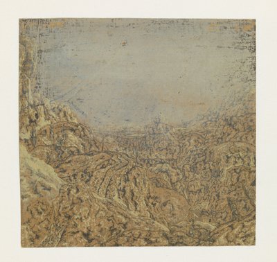 Rotsachtig landschap met een kloof (eerste versie) door Hercules Segers