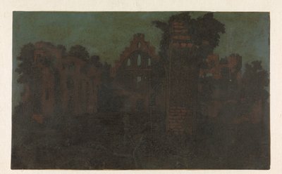 Ruïnes van de abdij van Rijnsburg (grote versie) door Hercules Segers