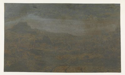 Vallei met een rivier en een stad met vier torens door Hercules Segers