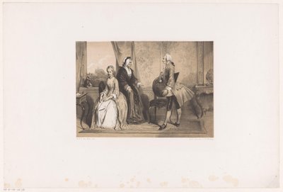 Drie figuren in een 18de-eeuws interieur door Herman Frederik Carel ten Kate