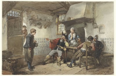 Enkele mannen en een soldaat in een herberg door Herman Frederik Carel ten Kate