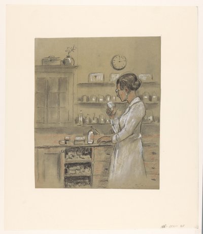 Vrouw in laboratorium door Herman Heijenbrock (possibly)