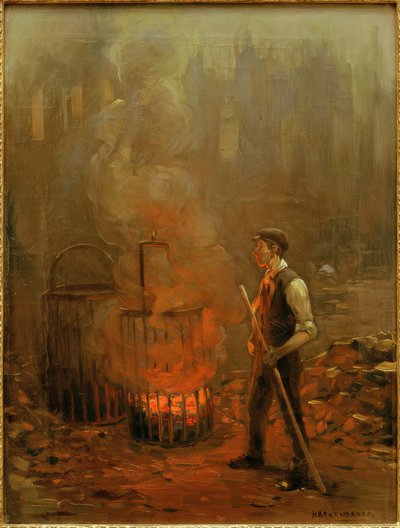 Arbeiders bij de kolenoven, Engeland door Herman Heijenbrock