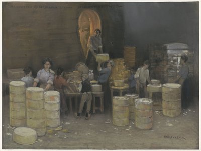 Het inzetten van het aardewerk in de oven van De Sphinx te Maastricht door Herman Heijenbrock
