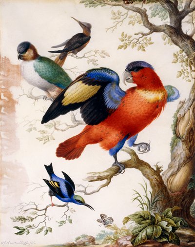 Vier vogels in hout door Herman Henstenburgh