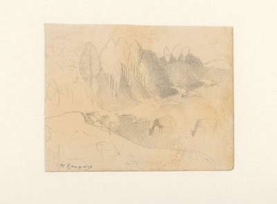 Vallei met grazend vee door Herman Kruyder (signed by artist)
