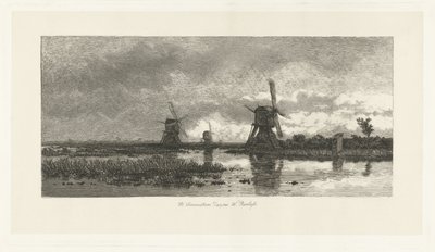 Landschap met molens door Herman Löwenstam
