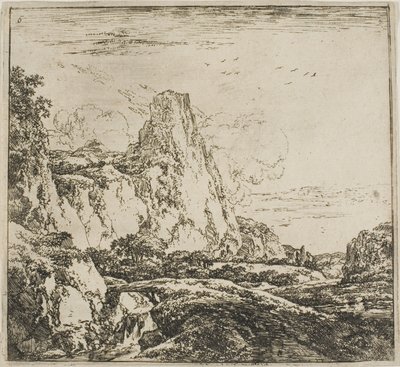 Het bruggetje bij de rots, uit de serie Landschappen door Herman Naijwincx