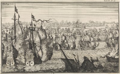 Zeeslag bij Duins, 1639 door Herman Padtbrugge