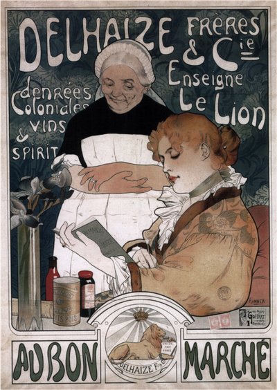 Reclameposter voor de Delhaize Frères & Cie Biscuits, 1900 door Herman Richir