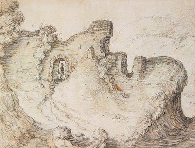 Berglandschap met ruïnes. Rond 1650 door Herman Saftleven