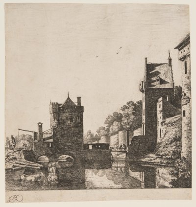 Die Wittevrouwen-Poort in Utrecht door Herman Saftleven