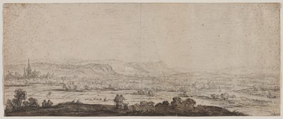 Landschap met het dorp Schenkenschanz, Gelderland, 1600s door Herman Saftleven