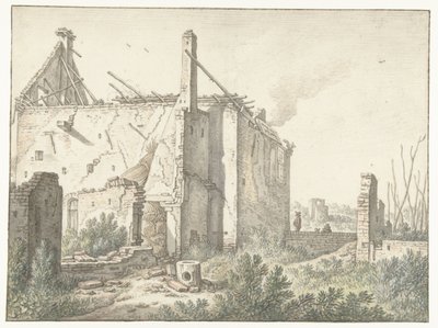 Ruïne van een huis in Utrecht door Herman Saftleven