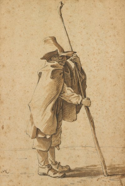 Een jonge herder leunend op zijn "Houlette" door Herman Saftleven the Younger