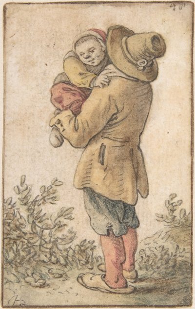 Boer met kind, 17e eeuw door Herman Saftleven the Younger