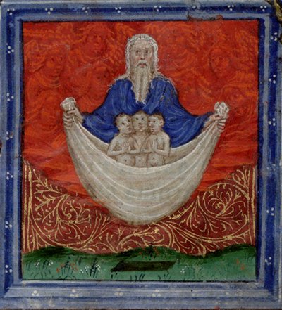 God de Vader met drie zielen, opgewekt uit de dood Getijdenboek door Herman Scheerre