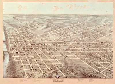 Straatkaart van Dallas, Texas, 1872 door Herman attr. to Brosius