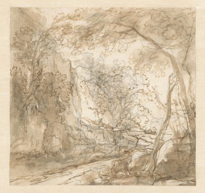 Landschap met weg tussen bomen door Herman van Swanevelt (possibly)